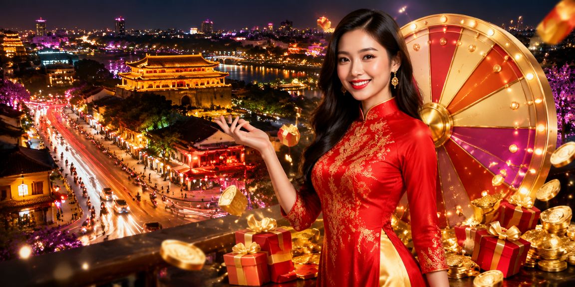 Màn hình neon lung linh tại Huế gợi không khí rút thăm may mắn và giải trí trực tuyến